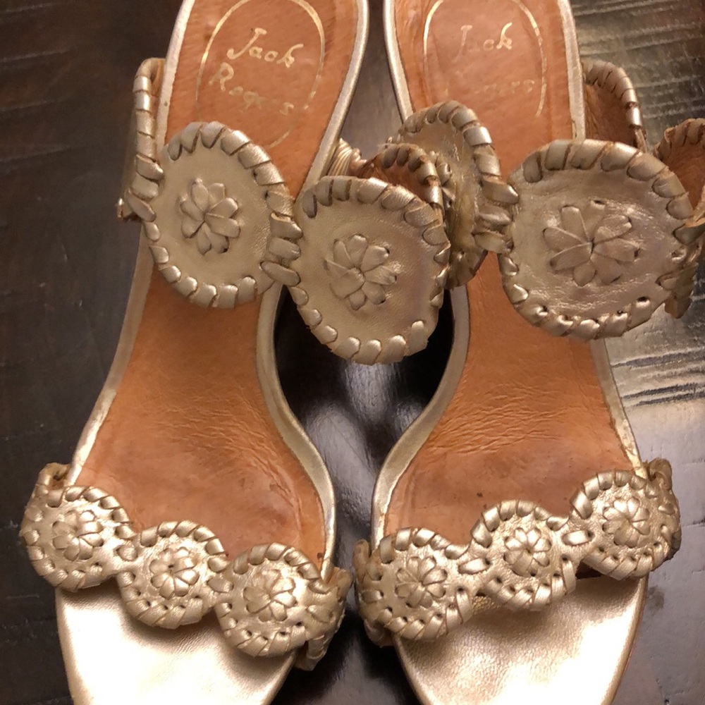Gold Jack Rogers wedges